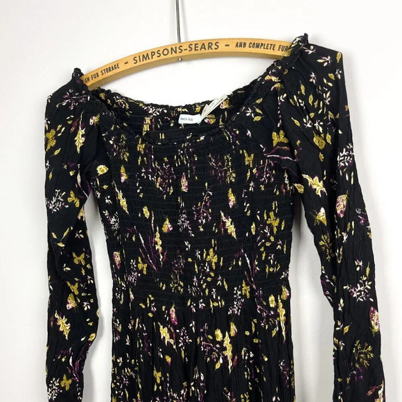 Kimchi Blue Womens XS Black Dark Floral Midi Dress Witch Halloween Costume Fall - Picture 3 of 5